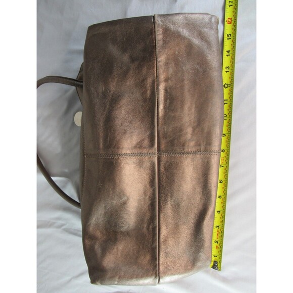 Auth Furla Metallic Bronze Gold Leather Satchel Tote Crossbody Handbag - Picture 16 of 16